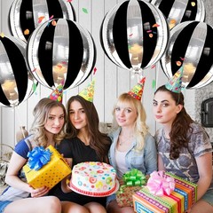 7 Pack Balloons – 22 Inch Large Round Party Balloons with 4D Stripe Mylar Foi…