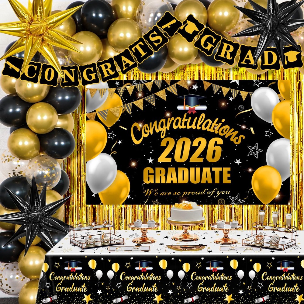 Nigifter Graduation Decorations 2026, 71PCS Gold Themed Set, Graduation…