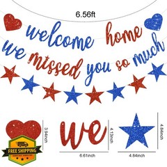 RICHHHA Glitter Welcome Home Banner Red Blue Homecoming Decorations