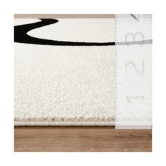 Abani Black and Cream Area Rug | 5′ x 8′ White Abstract Swirl Wave Carpet | B…