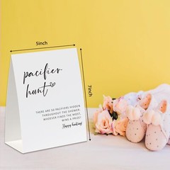 Pacifier Hunt Baby Shower Game(One Sign and 50 Mini Pacifiers), Minimalist Ba…