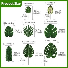 Jungle Party Decorations, 78 Pieces 8 Kinds Artificial Palm Leaves Green