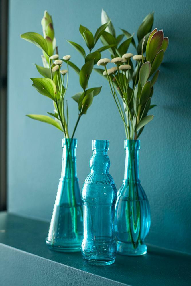 3 Pack | 6.6″ Marguerite Turquoise Vintage Glass Bottle with Cork – DIY Wedding