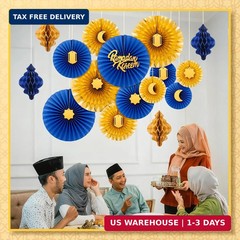 Epakh 29 Pcs Eid al Adha Decorations for Home Eid al Adha Hanging Paper Lantern