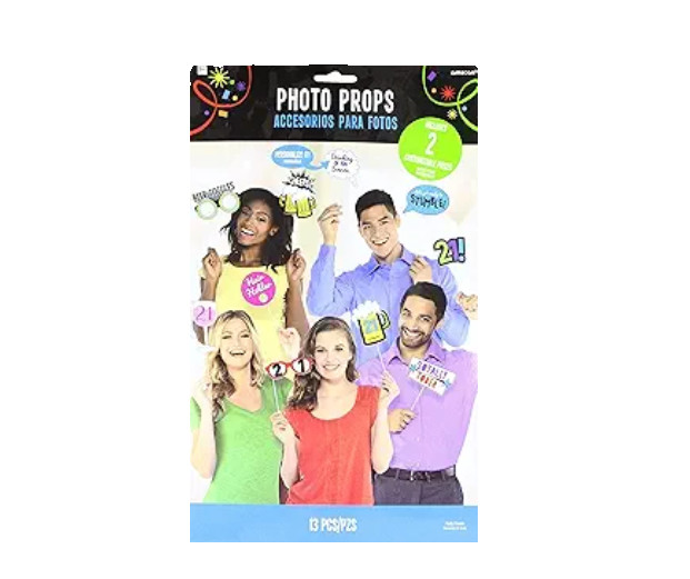 Amscan 398748 21st Brilliant Birthday Photo Props, One Size, Multi