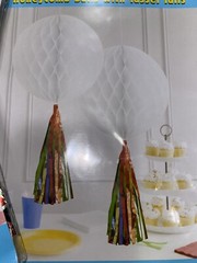 Rainbow Foil Tails Honeycomb Balls 4- 8in. 2 In Each Pack Rainbow Party Decor