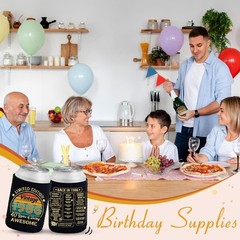 40th Birthday Party Essentials: 12 Can Cooler Sleeves, Black & Gold