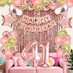 Rose Gold 41st Birthday Decorations For Her Party Decor Supplies Accessories