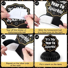 2026 New Year Party Honeycomb Centerpieces, 9pcs New Year Eve Party Honeycomb