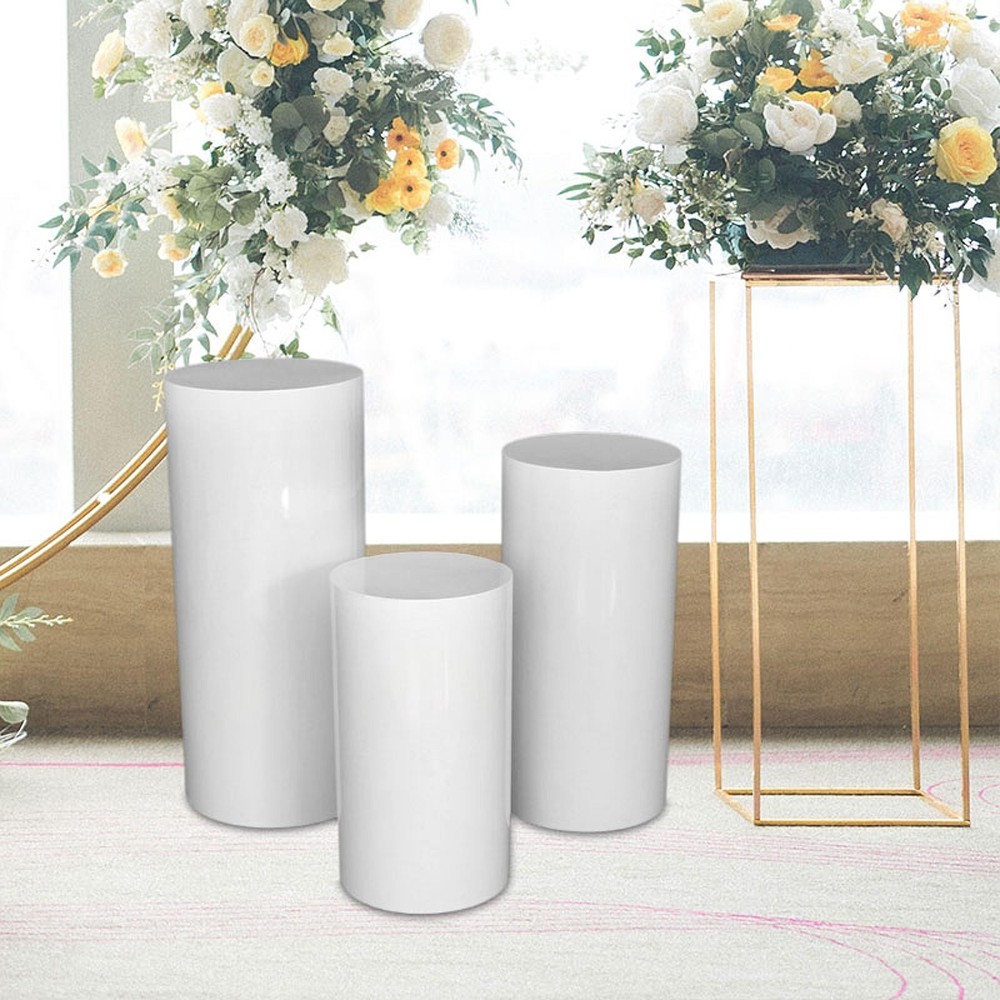 3x Cylinder Pedestal Display Pedestals Cake Stand Versatile Cylinder Plinth