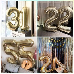 40 Inch Light Gold 33 Number Balloons White Gold Giant 33 Foil Mylar Helium L…