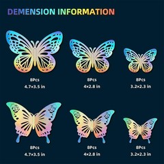 Laser Butterfly Wall Decor, 48Pcs 2 Styles 3 Sizes Butterflies for Birthday C…