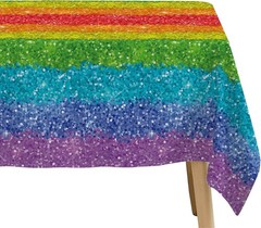 3-Pcs Rainbow Tablecloth Set 55×86 in Glitter for Birthday & Pride Celebrations