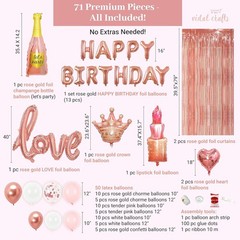 Stunning 71-Piece Rose Gold Birthday Decoration Set for Elegant Celebrations