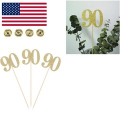 Pack of 10 Gold Glitter 90th Birthday Centerpiece Sticks – Table Topper Decor