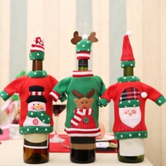 Christmas Wine Bottle Cover Hat Decorations Knitted Sweater Santa Wine