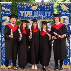 Graduation Door Banner 3 Pieces Set blue Graduation Door Decorations 2026 Congra