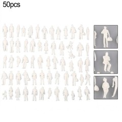 50/100 Pcs 1:75 Scale Model Railway Train People Figures Gauge WHITE 25mm