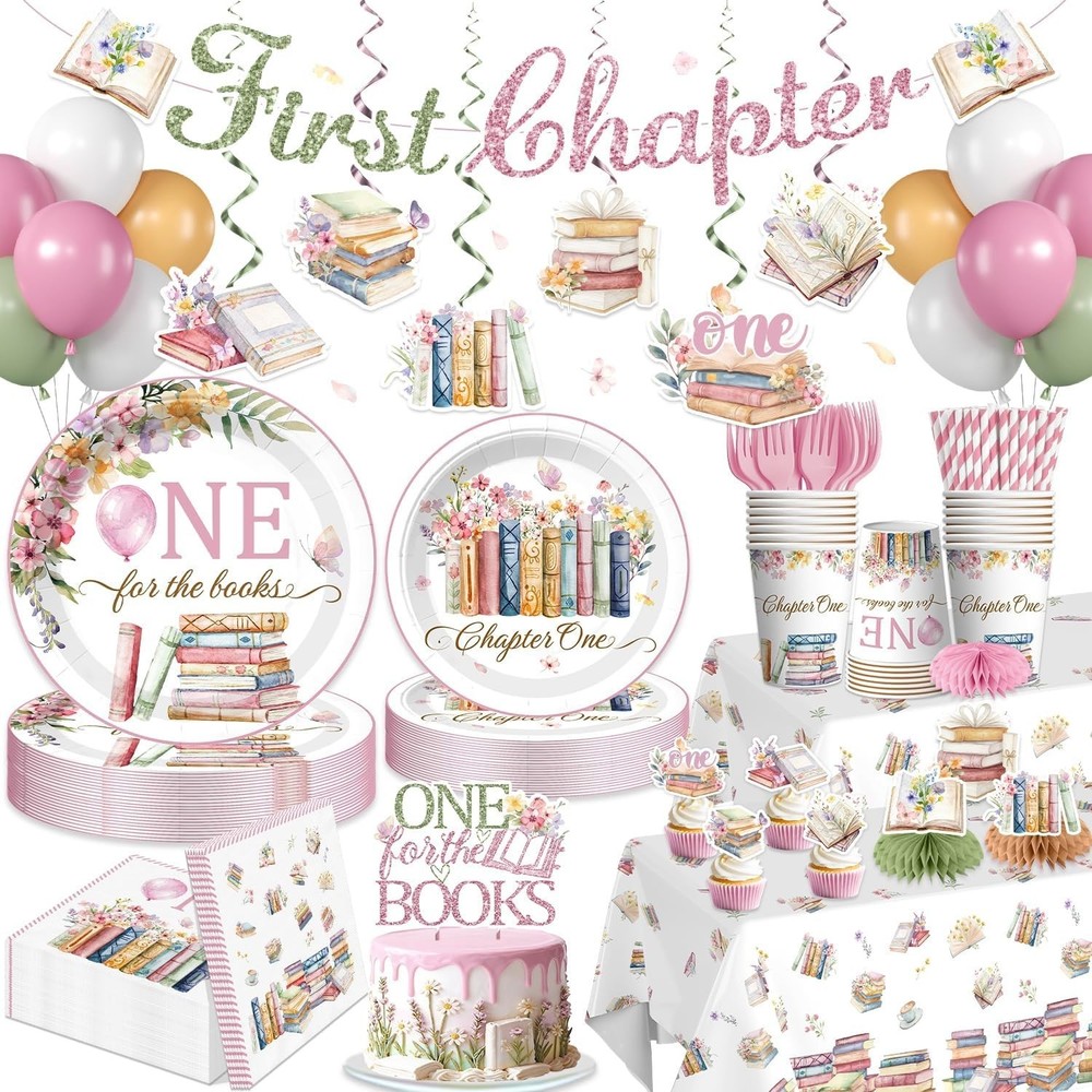 First Birthday «One for the Books/ First Chapter» Girls Birthday Party Decor NEW