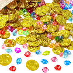 MARFOREVER 246 Pcs Pirate Treasure Gems and Gold Coins Plastic Gems Jewels Fake