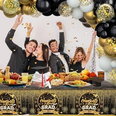 Graduation Party Decorations Class of 2026- Black and Gold Balloon Arch Kit Incl