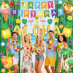 Ouddy Life Hawaiian Luau Aloha Party Decorations, Tropical Summer Beach Birthday