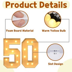 3 Ft Block Marquee Numbers 50th Birthday Decorations Women Foam Board Arch DIY