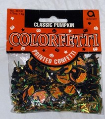 Vintage Amscan 1/2oz/14g Printed Classic Pumpkin Yellow/Green/Orange Confetti