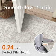 PureCozy 2×3 Area Rug Washable Neutral Beige Vintage Entryway Carpet Non Slip…