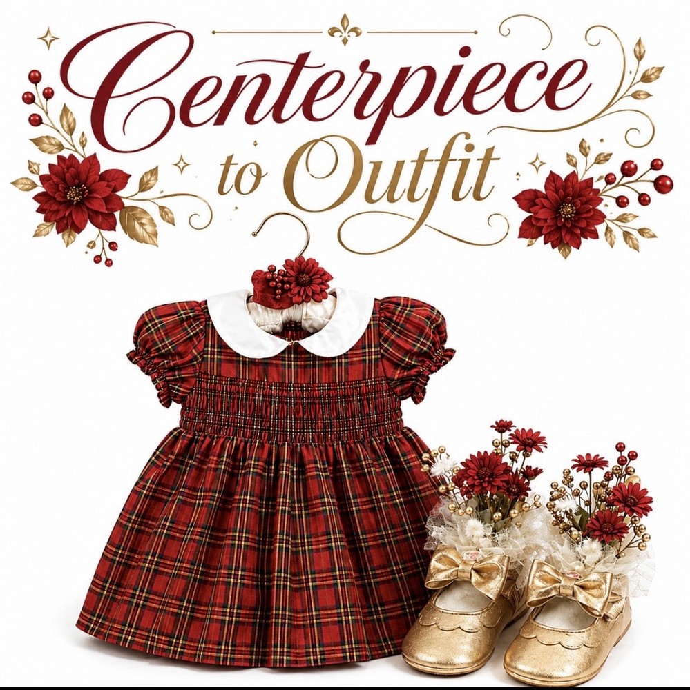 Plaid Holiday Centerpiece Dress Baby Shower, Birthday, Keepsake Outfit-Unique