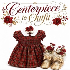 Plaid Holiday Centerpiece Dress Baby Shower, Birthday, Keepsake Outfit-Unique