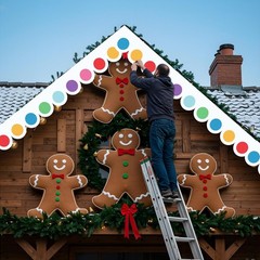 Tudomro 23 ft Outdoor Christmas Gingerbread House Decorations Gingerbread Roof P