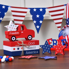 7 Pcs Patriotic Table Decorations, 4Th of July Independence Day Decor, God Bless