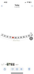 Cardboard “ Just Married” Banner With Satin Ribbon String Each Letter Is 6”x5”