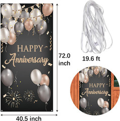 Happy Anniversary Door Banner, Wedding Anniversary Decorations for Door, 5Th 10T