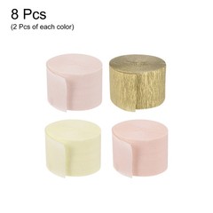 Crepe Paper 2 Inch x 27 Ft, Champagne, Beige, Light Orange, Dark Gold, Pack of 8