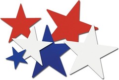 10-Pack 5-Inch Red, White & Blue Star Cutouts for Patriotic Celebrations