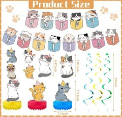 16 Pcs Cat Theme Birthday Party Decorations Party Supplies Kit, Includes Cat Par