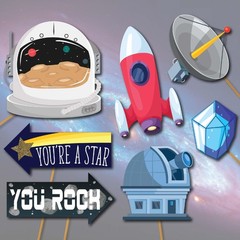 Space Photo Booth Props – 41-pc Photobooth Kit with 8 x 10-Inch Sign, 60 Adhe…