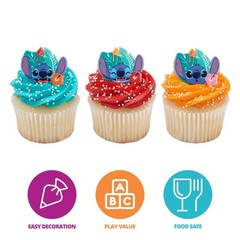 Lilo & Stitch Cupcake Rings 24 Pack Food Safe Cake Toppers for Parties