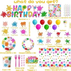 Paint Party Decorations 215Pcs Paint Splatter Party Supplies Art Party Decora…