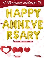 Anniversary Balloons Decorations,Happy Anniversary Banner,Red Heart Shaped Ba…