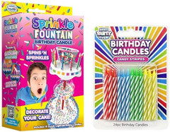 Sprinkle Fountain Birthday Candle with 32 Candles, Reusable Spinning Birth Ca…