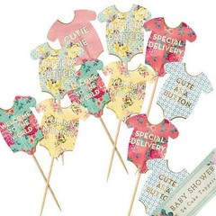 24 TALKING TABLES TRULY BABY SHOWER CAKE TOPPERS FOOD PICKS PARTY UNISEX