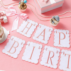 Pink and White Bow Happy Birthday Banner Garland Pink Bow Birthday Party Decorat