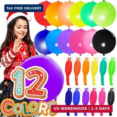 30Pcs Premium 18 inches Heavy Duty Punch Balloons with Rubber Bands, 12 colors,