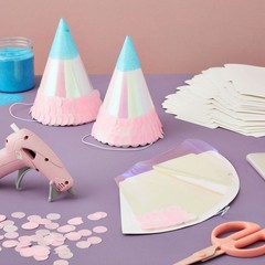 Party Hats Blank White Cone – 50 Count, 6 in, Pre-strung Elastic – Birthday H…