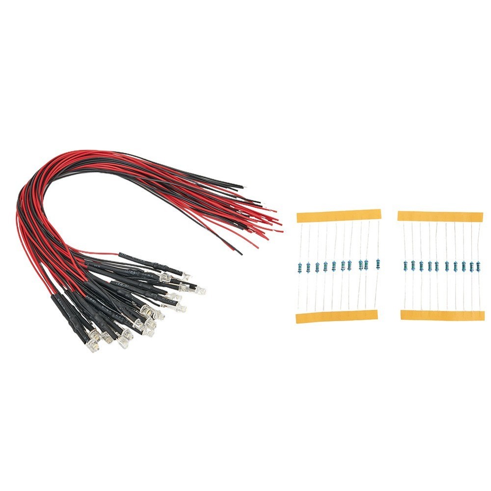 20*LED Light Strip Warm Light With Cable 20*Resistor AC Or DC Compatible