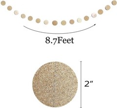 6 Pcs Glitter Champagne Gold Paper Circle 6 Count (Pack of 1),