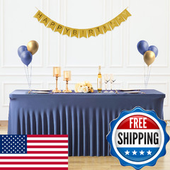 Suppromo 6ft Navy Blue Spandex Table Cloths for Rectangle Tables Wrinkle Free Re